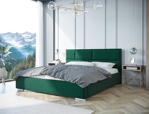 Verona Idee Polsterbett SEUL mit Lattenrost Holzrahmen Bettkasten 5 Größen viel Farben Auswahl 160cm x 200cm Grün