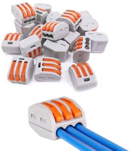 Ruikdly Morsetti elettrici per cavi da 60 pezzi, con leva di comando, morsetti a incastro, 4 mm², morsetto per cavi fissi, 3 conduttori, morsetti di collegamento elettrici