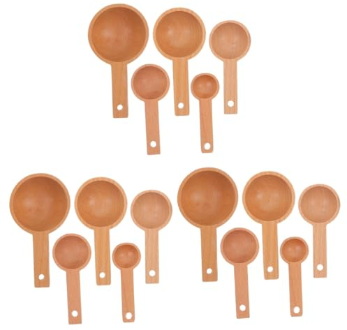 Amosfun 15 Piezas Juego de cucharas medidoras de haya Cucharas para ingredientes secos as de medición para as de mesa a medidora as de madera a de té