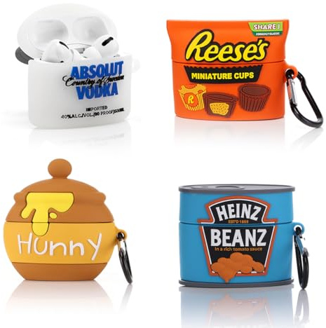 (4 Packung) Hülle für AirPods Pro 2nd/1st Erzeugung Ohrhörer(2022/2019), XMBYGY Silikon Aufladung Fall Schutz Abdeckungen mit Niedlich Cartoon Haut Design für AirPods Pro 1/2