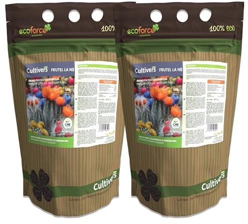 CULTIVERS Abono Cactus Plantas Crasas y Suculentas Ecológico de 2x5 Kg. Fertilizante de liberación Lenta Origen 100% Orgánico y Vegano