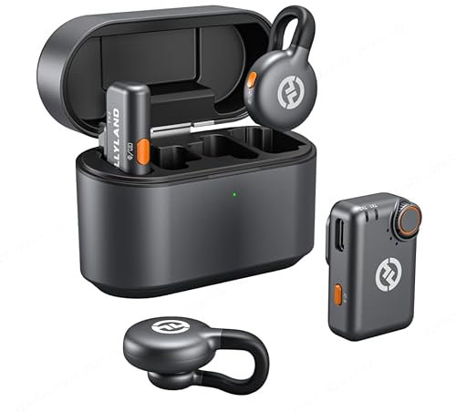 Hollyland Lark M2S Combo (Camera RX+USB-C RX+ Cavo Lightning) Microfono Lavalier wireless per iPhone/Camera/Android/PC, clip in titanio, cancellazione del rumore, utilizzo per 30 ore, vlog, interviste