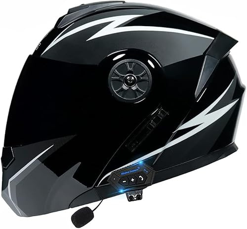 Casco da moto modulare Bluetooth Flip Up Casco integrale da moto con doppia visiera antiappannamento Caschi integrali omologati ECE Leggeri per donne e uomini E,M=57-58CM