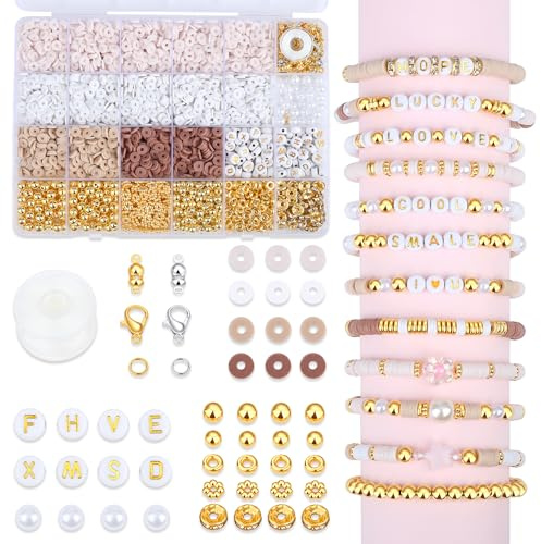 AWARDSEN Clay Beads Bracelet Making Kit Polymer Beads for Bracelet Making Friendship Bracelet Making Kit 3440 Pcs Jewellery Making Supplies Art and Crafts DIY Necklace Earring Jewellery