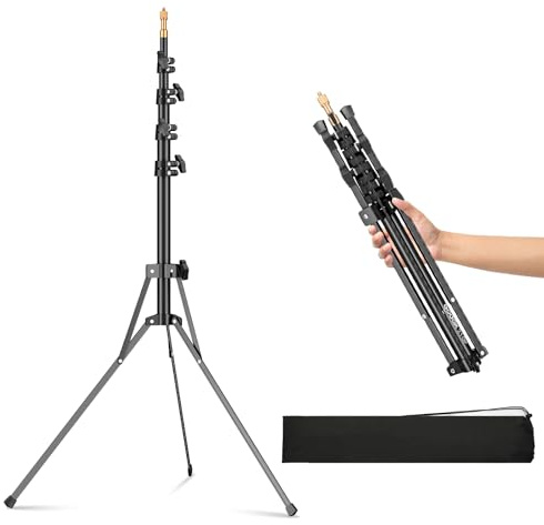 Godox Light Stand 210CM/83.9 in ausziehbare Fotografie Licht Stand mit 1/4 & 3/8 Universal Schraube Reversible Portable Studio Lighting Stativ mit Tragetasche für Strobe Light Softbox