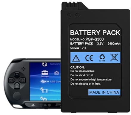WAEUUKKPO Batterie améliorée pour PSP 2000/3000, 6500mAh Batterie Haute capacité Li-ION Batterie de Remplacement pour Sony PSP Slim & Lite 2000/3000 PSP-S110 Console de Jeux vidéo