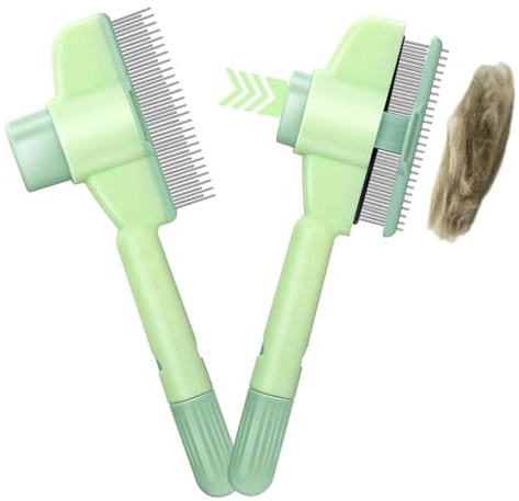 Spazzola per Gatti, 2 pezzi Spazzola per Gatti e Cani con Pulsante di Rilasc, Set Di Pidocchi Per Animali Domestici, Rimozione Dei Capelli Per Gatti, per massaggio/cura/depilazione