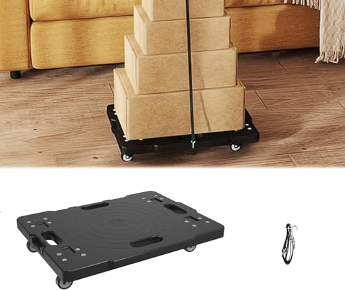 UISBERT Transportroller Erweiterbar Set, 1 Stück, Möbelroller mit Gummirädern, 52x39 cm, Modular Spleißbar, 150 kg Tragkraft, Umzugshelfer für Möbel-Transport, Schwarz