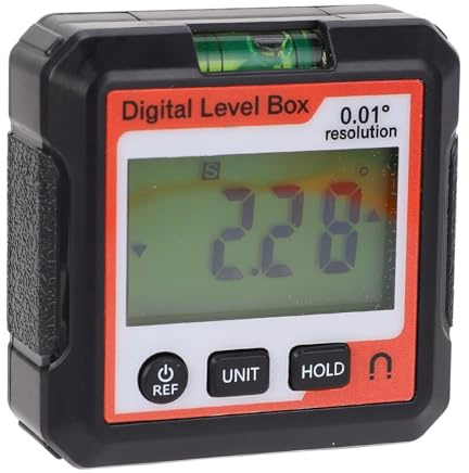 Digitaler Winkelmesser, 4 X 90 Grad Bereich, Magnetische Befestigung, Mehrere Messmodi, Datensperrfunktion für Holzbearbeitung, Autoreparatur (orange ß)