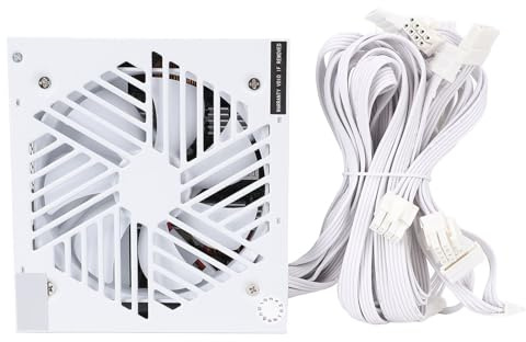 Elprico Fuente de Alimentación ATX de 600W, PSU ATX de Juego con Alta Salida de Corriente, Protecciones Múltiples, Control Térmico Inteligente con Conectores de 6+2 Pines de 120 Mm