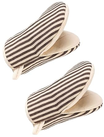 1 Pair Mini Oven Mitts,High Heat Resistant Oven Gloves,Kitchen Short Oven Mit with Hanging Loop for BBQ, Baking, Cooking and Grilling, (Khaki)