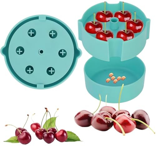 SOYUZERISH Cherry Stoner Pitter Remover Cherry Stone Remover with Collection Container, Corer Cherry for Cherries Olives Plum Kitchen Tools Quick Remove Fruit Stones