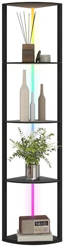 HOMCOM LED Stehlampe 5-stufige dimmbar Stehleuchte mit Regal, RGB Farbwechsel, Fernbedienung Standleuchte für Wohnzimmer Schlafzimmer