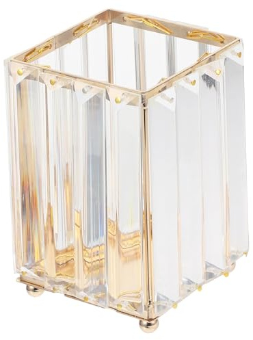 Healeved Crystal Makeup Brush Holder with Large Capacity Multifunctional Cosmetic Organizer Storage Bucket for Desk Pen and Toiletry Container Gift for Women