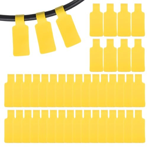 PATIKIL 48Pcs Cable Labels Tags, 1.8 Write on Wire Tags Cord Labels Hook Loop Rectangle Cable Ties for Electronics Organize Wire Classify Identification Management, Yellow