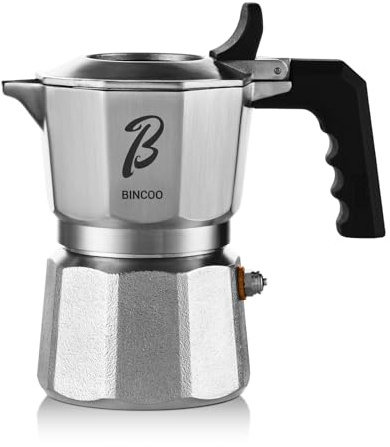 Bincoo Moka Pot 2 Cups - 316 Stainless Steel Stovetop Espresso Maker, Italian Moka Pot Coffee Maker for Cappuccino Latte, Three-valve Pressure (2, Cups)