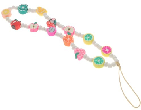 GARVALON Cordón para Teléfono Móvil Cuentas Estilo Bohemio y Frutas para Mujer Funcional Decorativo Multifunción Acabado Acrílico Tamaño Ajustable Color Perla Brillante