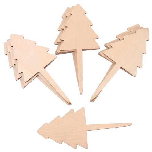 GANAZONO 10 Etichette da Giardino in Bambù a Forma di Albero Marcatori per Piante da Esterno Impermeabili Cartelli Vuoti per Piante Erbe Aromatiche e Verdure Set da 10 per