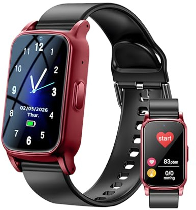 Fajocru Fall Detection Smart Watch for Seniors with GPS Tracking, SOS Alert & HD Video Call, Waterproof Fitness Tracker for Dementia/Alzheimer's, 4G Safety, Classic, Red