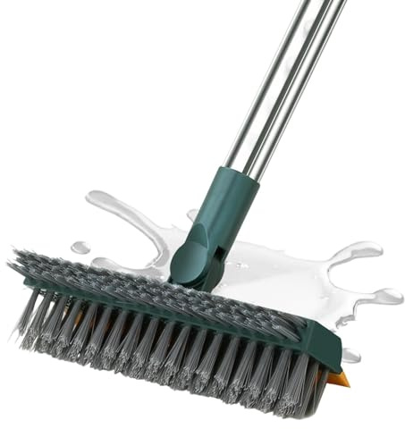 Floor Scrubber Brush - V Shape Swivel Head Non-Slip | Floor Scrubber Long Handled Scrubbing Brush - for Bathroom, Kitchen, Living Room, Bedroom, Shower, Tiles, Outdoors, Deck, Patio