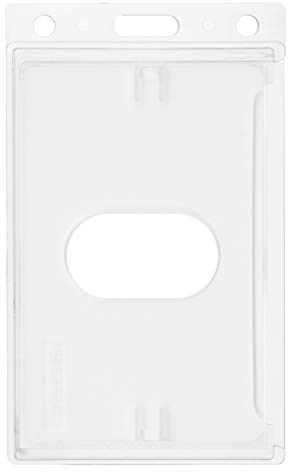 Karteo Kartenhalter Ausweishülle mit Daumenausschub [1 Stück] transparent Ausweishalter vertikal aus Hartplastik als Kartenhülle für Ausweise Dienstausweis Karten