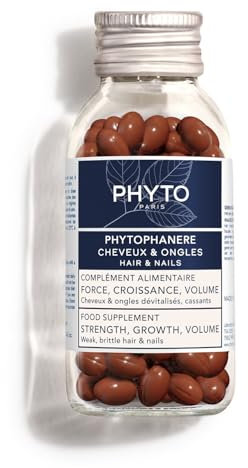 PHYTO 120 Capsules Phytophanere Natural Hair Loss, Nail & Skin Supplement for Men & Women, Biotin & Vitamin B6 Enriched, Antioxidant-Rich Carrot & Vitamin E, Energy & Tissue Formation, 2-Month Supply