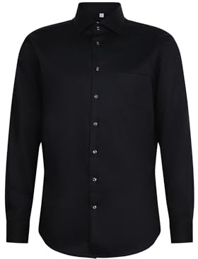 Seidensticker Business skjorta för män – slim fit – strykfri – Kent krage – långärmad – lapp – 100% bomull, Svart (svart), 39