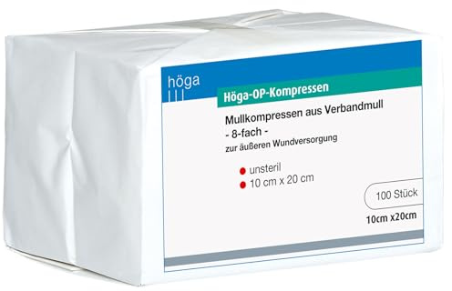 Höga OP Kompressen, aus unsterilem Verbandmull - 10 x 20 cm – 100 Stück