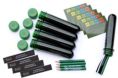 5 x Petling 13cm + 5 x wasserfeste Logbücher + Stift + Aufkleber komplett Set Paket Geocaching Cache Versteck grün 13 cm