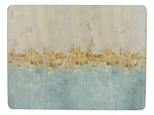 Creative Tops 5226136 Platzsets Golden Reflections, Bedruckt, rechteckig, Unterseite aus Kork, 30 x 22,75 cm, goldfarben, 6 Stück