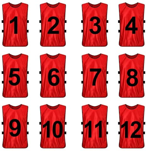 TopTie 12er-Set Trainingswesten Sport Trikot Leibchen Markierungshemd für Fußball, Basketballtraining