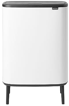 Brabantia Bo Touch Bin Hi - 60L Inner Bucket (White) Large Waste Kitchen Bin - Soft-touch