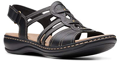 Clarks Women's Leisa Janna Sandal, US, Piel negra, 39.5 EU