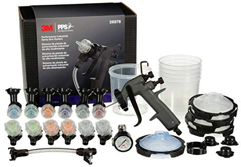 3M Performance Industrial Spray Gun Starter Kit 26878, incl. Paint-Gun, 3M PPS Series 2.0 Paint Spray Cup System, 12 Replaceable Nozzles for Pressure & Gravity Painting, Whip Hose, Air Control Valve