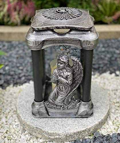 Lámpara de tumba hecha a mano, diseño de ángel para tumba, vela para tumba, decoración para tumba, lámpara de jardín, incluye vela para tumba