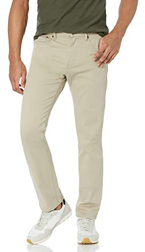 Amazon Essentials Men's Athletic-Fit Stretch Jeans - Discontinued Colors, Light Khaki Brown, 36W x 30L