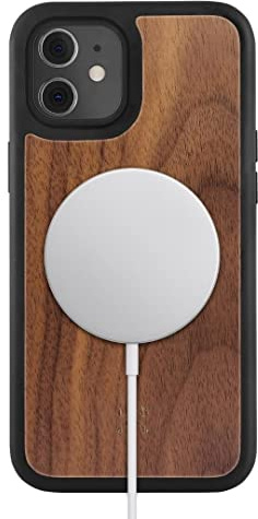 Woodcessories - Coque Bumper magnétique pour iPhone 12 Mini Compatible avec MagSafe, Coque avec Aimant en Bois, Noix