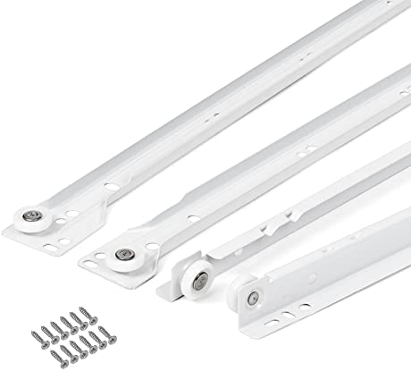 LouMaxx Guías deslizantes de 500 mm, juego de 2 (1 par), color blanco, sistema de rieles para cajones con extracción parcial, rieles suaves en color crema