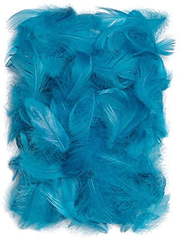 Netuno 150 Stück Flaum Federn Türkis 10 g Natur Schmuckfedern zum DIY Basteln Dekoration für Ostern Weihnachten Figuren Dekofigur Karneval