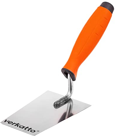 Mivos Cazzuola Trapezoidale in Acciaio Inox 130 x 60 mm - Spatola a Forma di Trapezio con Impugnatura in Gomma - Cazzuola per Intonaco Stucco e Lavori di Muratura - Prodotto in UE