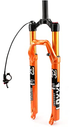 LHHL MTB Air Bike Federgabel 27.5 29 Zoll Scheibenbremse Federgabel Für Mountainbike 1 1/8 Gerades Rohr 100mm Federweg QR 9mm Fernbedienung Lockout (Color : Orange, Size : 27.5)