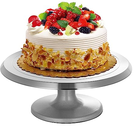 Holdfiturn Cake Turntable 12 Inch Cake Stand Turntable Cake Decorating Aluminium Alloy Cake Decorating Turntable Aluminium Alloy Rotating Cake Stand for Cake Decoration