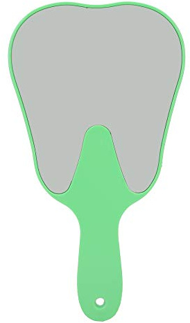 Tiiyee Espejos De Mano con Forma De Diente, Plástico Dental Mano Espejo Lindo Maquillaje Alta Definición con Mango Cosmético Espejo De Tocador Portátil Dentista Oficina Clínica Baño Peluquería(Green)