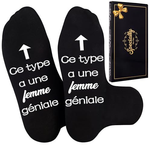 Merclix Cadeau Mari Chaussette Homme Rigolote 43-46 Idee Cadeau Homme Amour Amoureux Saint Valentin Noel Anniversaire Original