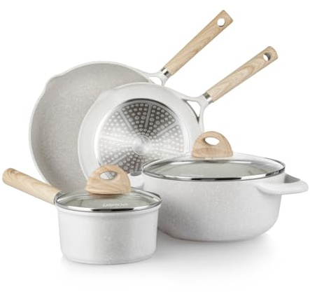 Kasanova 1 SMU 6-teiliges Bauchwärmer-Trommelset, Aluminium-Druckguss Bakelit Gehärtetes Glas, Weiß