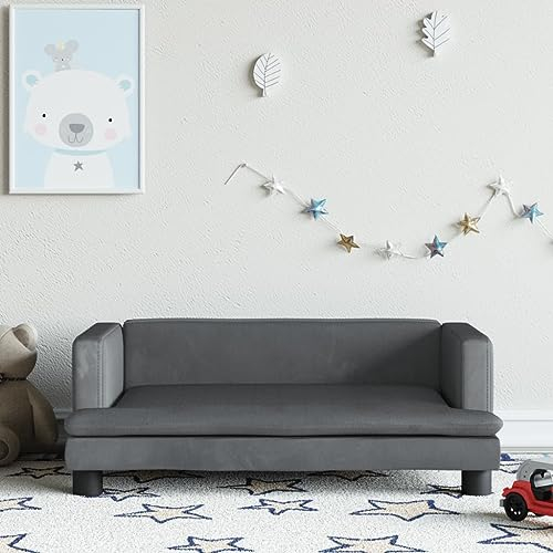 Homgoday Kindersofa Kindercouch Msinisofa Kindersessel Kindersofa Sofa Sessel Sitzmöbel Kinder Sofa für Kinderzimmer Kindermöbel Dunkelgrau 80x45x30 cm Samt