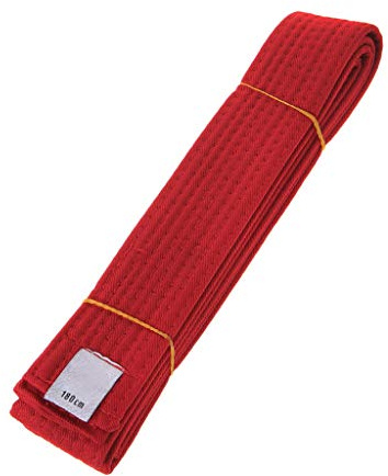 Bobeini Professioneller Taekwondo-Gürtel, Karate, Judo, doppelt gewickelt, Kampfsport, gestreift, Sportgürtel für Erwachsene, Kinder, Kinder, Rot, 180 cm