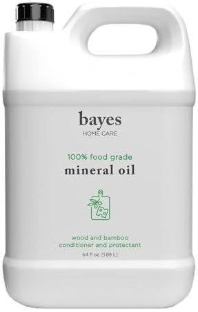 Bayes Food Grade Mineral Oil for Cutting Board - Mineral Oil Food Grade for Bamboo, Teak & Wood Conditioner and Protectant - Cutting Board Oil Food Grade Formula - Wood Oil for Cutting Board - 64 oz