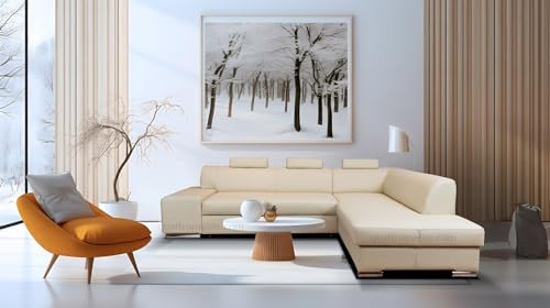 Quattro Meble Modernes Echtleder-Ecksofa London II mit Kopfstützen und Schlaffunktion Echt Leder Eck Couch viele mehr Farben (275x200 Ecke Rechts)