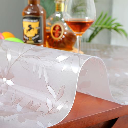 TMGJShd Tischschutz Parfümfreie PVC-Tischdecke, Abwaschbar Wasserdicht Heimgebrauch Als Schutzhülle Geeignet Für Esstische, Anpassbare Größen und Formen. (Blume, 2mm - 65 x 120 cm Rechteck)